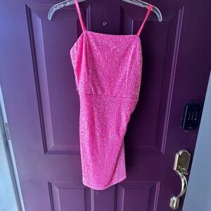 Pink Sequin Mini Dress